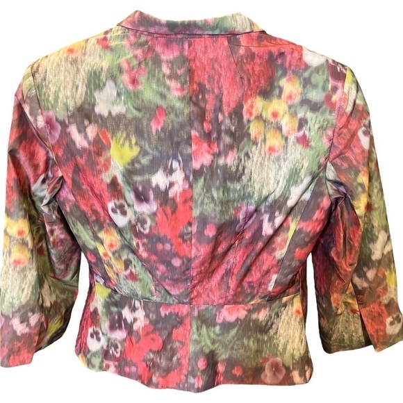 Peter Nygard Petites Pink Floral Short Lined Blazer Pockets Sz 4 - Picture 10 of 12